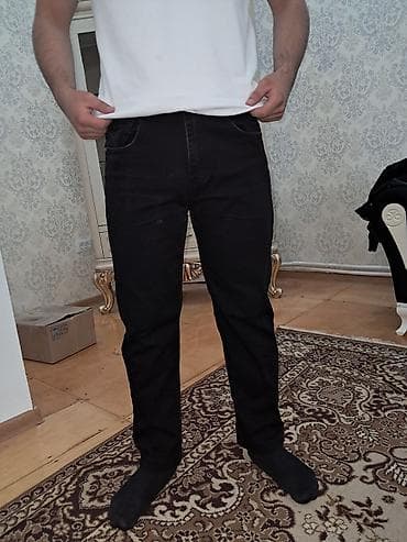 Kişi cins şalvarı – qara rəng - Kəsim: Düz (regular/straight fit) lalafo.az -da Kişi cins şalvarı – qara rəng - Kəsim: Düz (regular/straight fit)