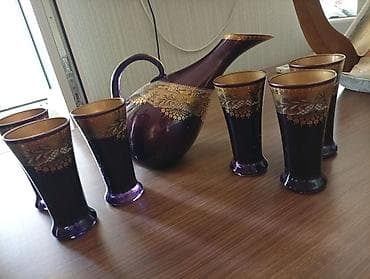 caynı servis: Bənövşəyi şüşədən hazırlanmış elegant sürahi və stəkan dəsti - Dəst — 2