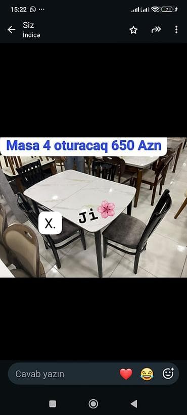 stul ofis: Mətbəx/qonaq otağı üçün masa dəsti - Komplekt: 1 masa + 4 oturacaq - — 1