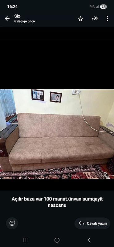 Əla vəziyyətdə Divan açılır bazalıdı. Ünvan Sumqayit nasosnu lalafo.az -da Əla vəziyyətdə Divan açılır bazalıdı. Ünvan Sumqayit nasosnu