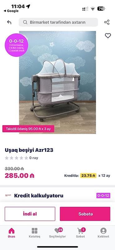 ev bitkisi: Oğlan və qız üçün, İşlənmiş, Dördbucaq, Beşik, Dəstsiz, Matras ilə, Yellənmə mexanizmsiz — 6