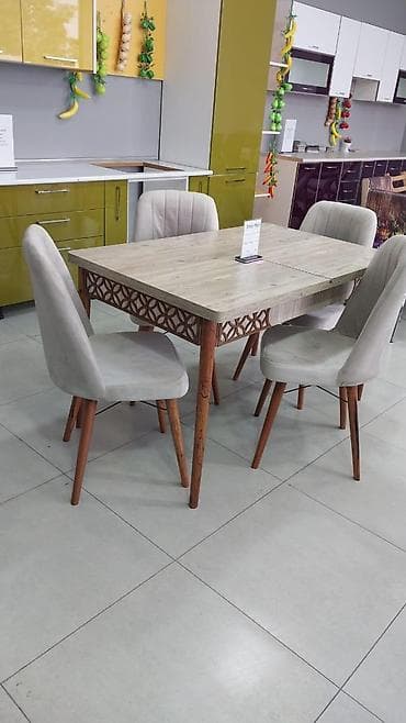 Mətbəx üçün, Yeni, Açılan, Dördbucaq masa, 4 stul