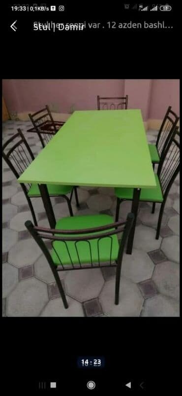 Masa və oturacaq dəstləri: Qonaq otağı üçün, Yeni, Açılan, Dördbucaq masa, 10 stul — 20