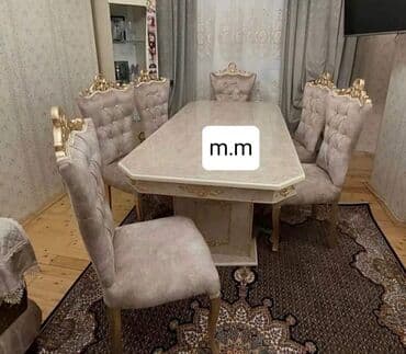 oturacaq dəstləri: Qonaq otağı üçün, Yeni, Açılmayan, Dördbucaq masa, 6 stul — 4