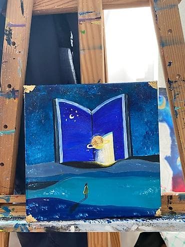 Güzgülər: Resm eseri Kitab sevgisi Xeyallar dunyasi eserim Ketan uzerinde — 2