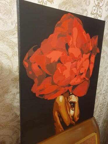 подарок женщине: Əl isı, kətan uzərində akril boya ilə cəkılib, ручная работален — 3