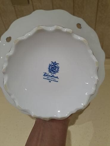 aksesuar qabi: Weimar Porzellan (Echt Weimar Kobalt) ayaqlı meyvə qabı — 4