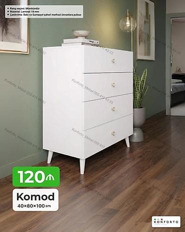 taxta komod: Məhsul: Komod - Ölçülər: 40 × 80 × 100 sm - Material: 18 mm laminat - — 1