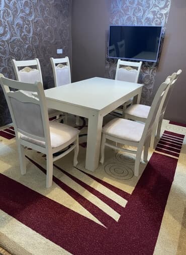 gaming oturacaqlar: Qonaq otağı üçün, İşlənmiş, Dördbucaq masa, 6 stul — 3