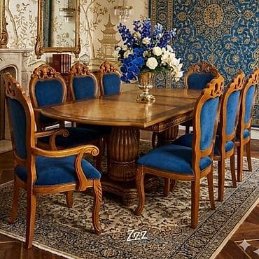 Qonaq otağı üçün, Açılmayan, Oval masa, 8 stul