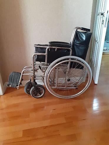Инвалидные коляски: Mexanik əlil arabası - Konstruksiya: möhkəm xrom/metal çərçivə, qara — 1