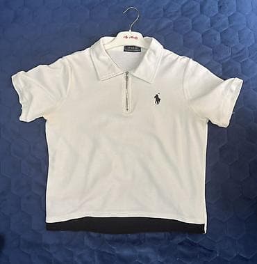 пол сапог: Polo Ralph Lauren qadın polo köynək - Rəng: ağ, qara alt haşiyə - — 1