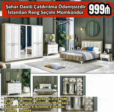 tek termo: İkinəfərlik çarpayı, Dolab, Termo, 2 tumba, Azərbaycan, Yeni — 26