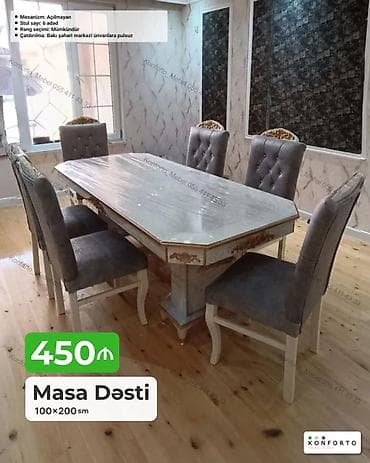 kohnə stul: Masa Dəsti – 100×200 sm - Masa ölçüsü: 100×200 sm, açılmayan mexanizm — 1