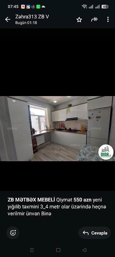 *ZB* *MƏTBƏX MEBELİ* Qiymət *550 azn* yeni yığılib təxmini 3_4 metr — 1