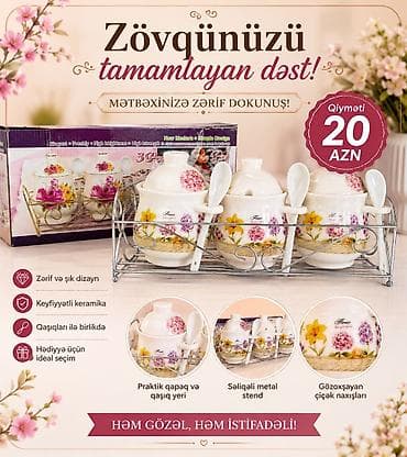 Ev və bağ: Zövqünüzü tamamlayan mətbəx dəsti - 3 ədəd keramika ədviyyat qabı – — 1