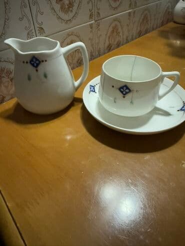 first class cay qiymeti: Çay dəsti, rəng - Ağ, Farfor, SSRİ — 1