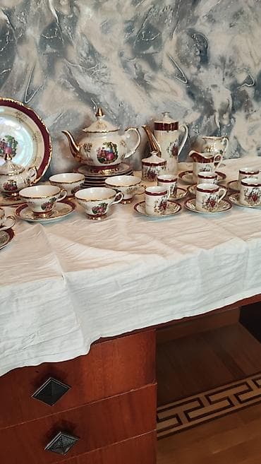 Çay dəsti, rəng - Qızılı, Farfor, 6 nəfərlik, Yaponiya — 5
