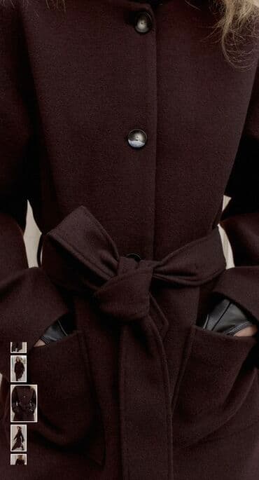 Baş geyimləri: Palto, Zara, M, rəng - Qəhvəyi — 6