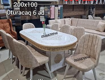 Qonaq otağı üçün, Yeni, Açılmayan, Oval masa, 6 stul