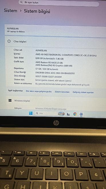 notebook ram: HP noutbuk satılır. Tam işlək vəziyyətdədir. 8 GB RAM, 240 GB SSD, AMD — 9