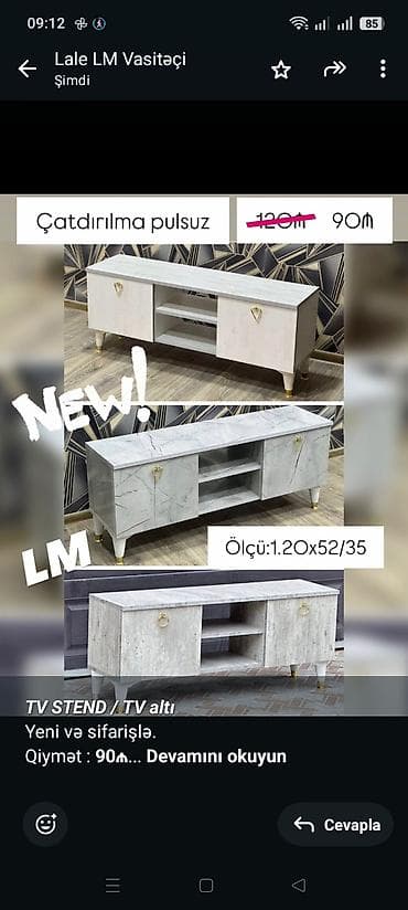 _*TV STEND / TV altı*_ Yeni və sifarişlə. Qiymət : *90₼*