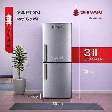 uslitel satilir: Yeni 2 qapılı Shivaki Soyuducu Satılır, rəng - Gümüşü — 2