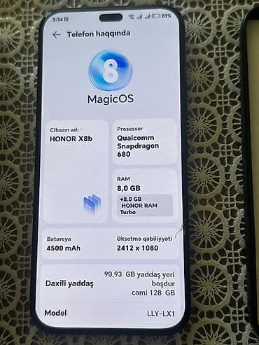 Honor X8b, 128 GB, rəng - Qara