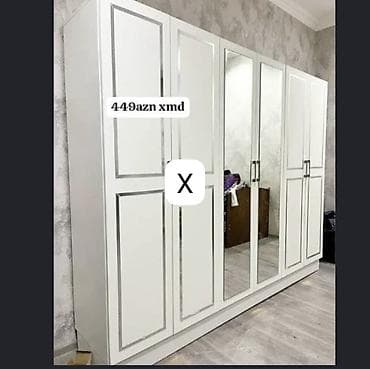 paltar dolab: Ağ rəngli, klassik dizaynlı çoxqapılı paltar dolabı. Model geniş — 1
