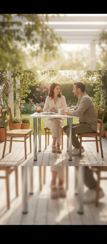 столы и стулья: Для балкона, Б/у, Нераскладной, Прямоугольный стол, 2 стула — 1