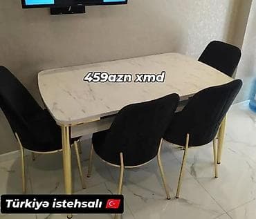 stul dest: Mətbəx üçün, Yeni, Açılmayan, Dördbucaq masa, 4 stul — 1