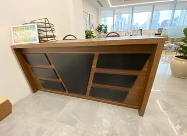 Qida məhsulları: Müasir resepsiyon/qarşılama masası - Dizayn: Taxta teksturalı karkas — 1