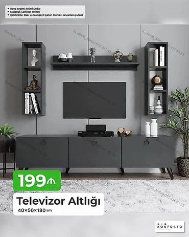 dekor ref: Televizor Altlığı – müasir dizayn - Ölçülər: 40×50×180 sm - Material — 1