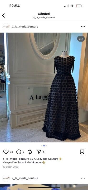 leopard donlar: A La Mode Couture uzun axşam libası - Rəng: qara - Siluet: A-kəsim — 1