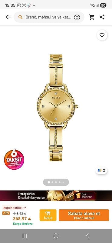 Qol saatları və aksesuarlar: Qol saatı, Guess, rəng - Qızılı — 3