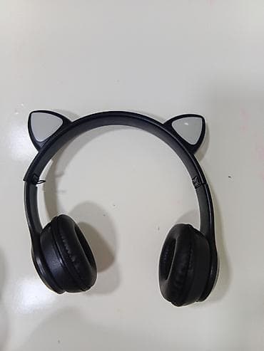 qulaqciq ucuz: Qulaqlıq – “pişik qulağı” dizaynlı, over‑ear - Rəng: qara, başlıqda — 1