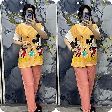 Gecəliklər: Qadınlar üçün iki hissəli ev geyimi dəstləri - Model: qısaqol, rahat — 2