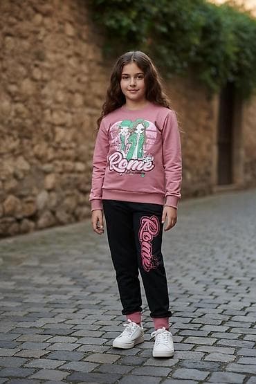 Qız uşaqları üçün iki hissəli idman dəsti - Dəst: sweatshirt + şalvar