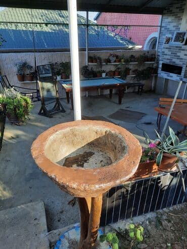 камин на дровах купить: Bağ üçün dekorativ dipcək qabı - Tərkib: üst hissə əl işi daş-beton — 3