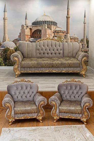 taxt ikinci əl: Klassik divan, 2 kreslo, Divan, Bazalı — 1
