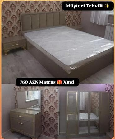 tunbucka: Yataq otağı dəsti Komplekt tərkibi: - Yumşaq başlıqlı iki nəfərlik — 1