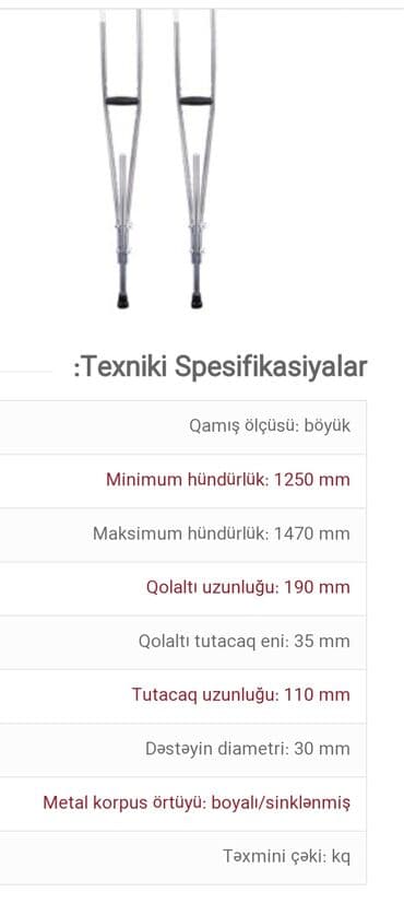 dirsək alti: Kasti̇l əsa xasa qoltuq alti aqi̇r çəki̇li̇ adamlar üçün çatdi̇ri̇lma — 2