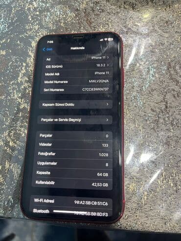 iphone 8plus qiymeti: IPhone 11, 64 GB, Qırmızı, Zəmanət, Simsiz şarj, Face ID — 3