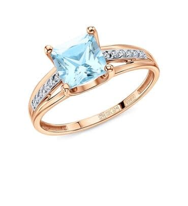 Üzük, Sarı qızıl, 585 Əyar, Akvamarin, 0.51-1.00 Karat