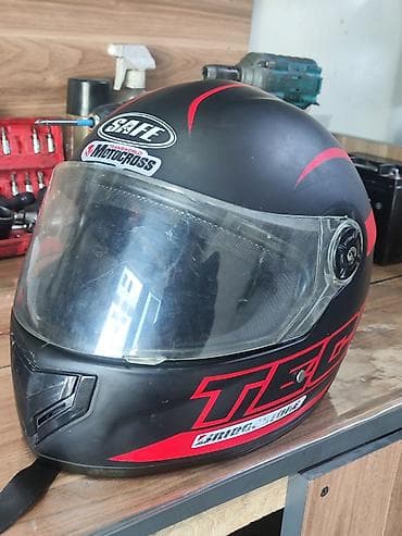 kiredit maped: Tam üzlü motosiklet dəbilqəsi - Rəng: mat qara, qırmızı qrafika və — 2