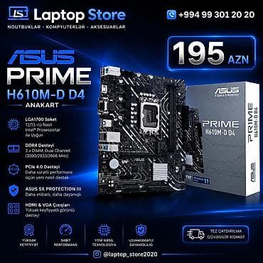 asus komputer: 🔥 ASUS PRIME H610M-D D4 Anakart – Yeni! 💻 Intel 12-ci və 13-cü nəsil — 1