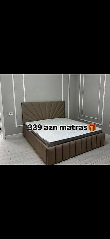 mini masa: Yataq çərçivəsi və başlıqla uyğunlaşdırılmış ortopedik döşək. - Döşək — 1