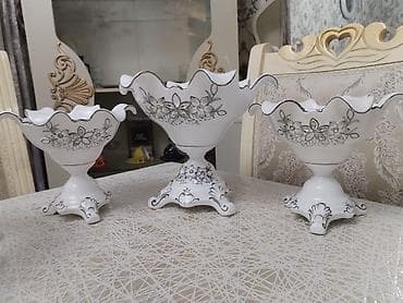 balaca direl: 3 hissəli dekorativ meyvəqabı dəsti - Material: keramika/porcelan — 5
