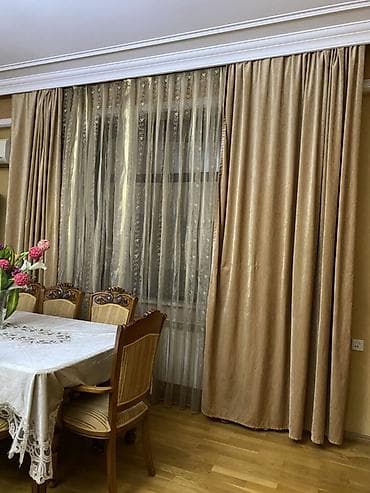 derzi sekilleri: Pərdə dəsti - Material: qalın dekorativ parça (şönil effektli — 1