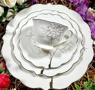 Nahar dəsti, rəng - Ağ, Farfor, 12 nəfərlik